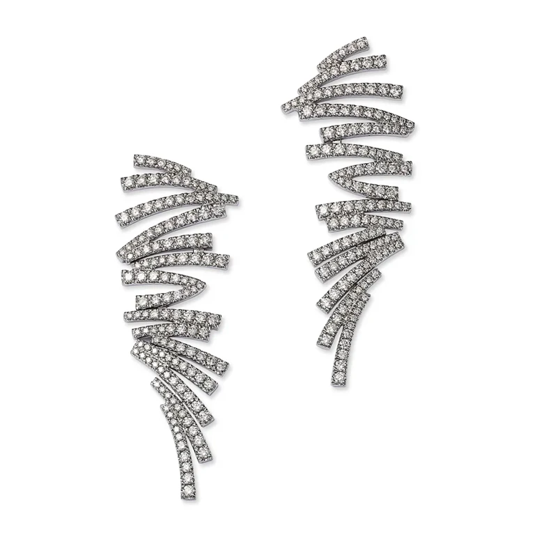 Diamond ZigZag Drop Earrings in 14K White Gold, 2.3 tcw