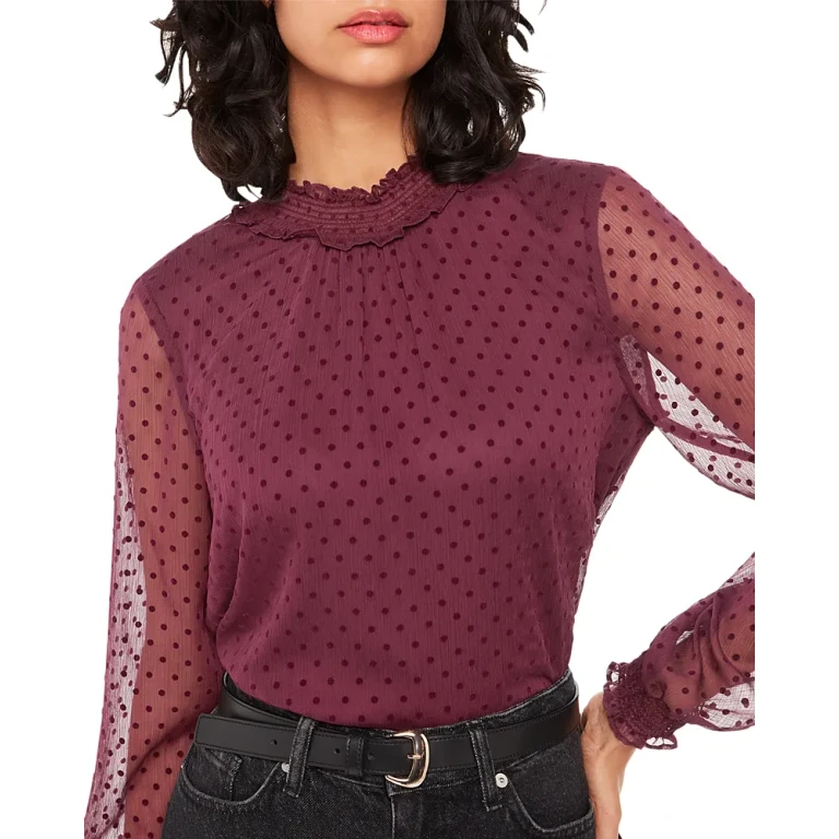 Whistles Dobby Velvet Shirred Top