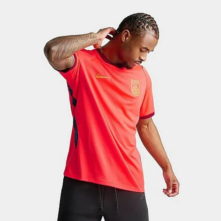 Nike Men's China 2026 Stadium Home Dri-FIT Replica Soccer Jersey in Bright Crimson/Team Red/Yellow Ochre Size: Small