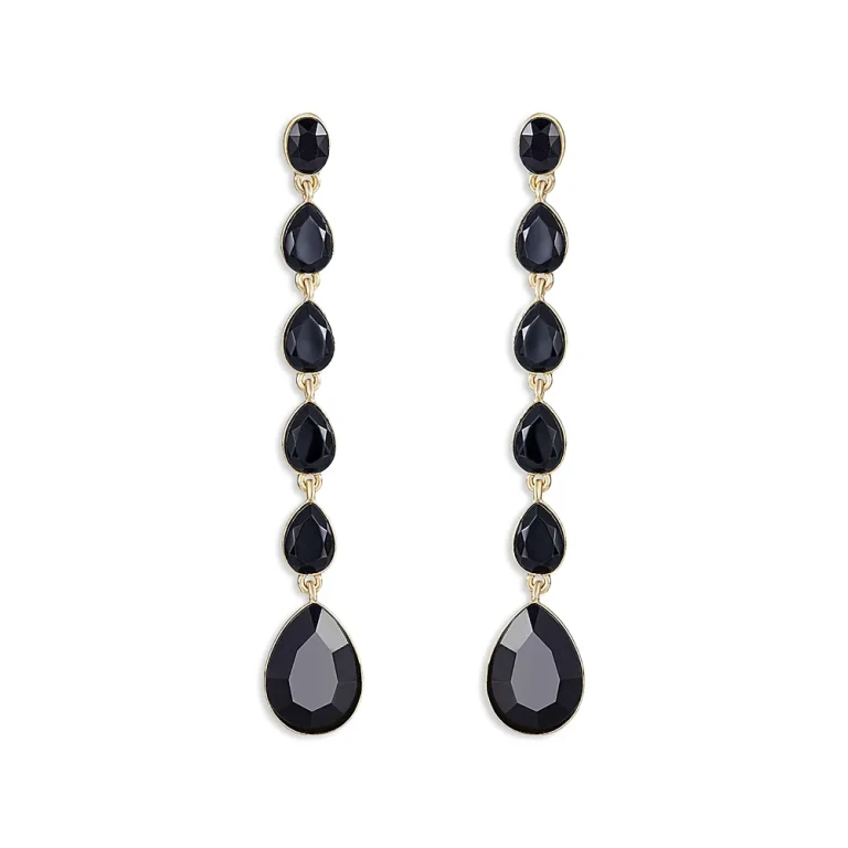 Ettika Crystallized Jet Crystal Linear Drop Earrings