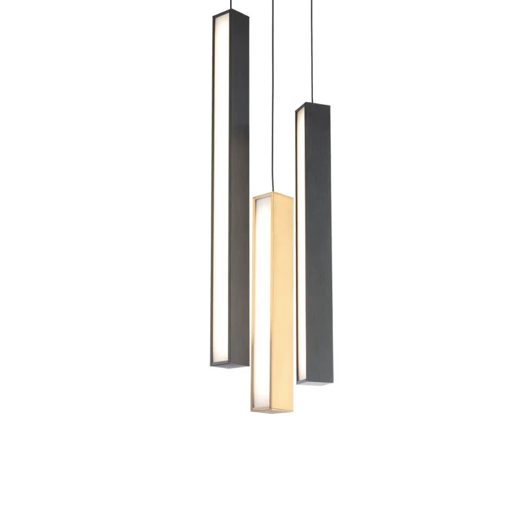 Modern Forms Chaos 3-Light Chandelier in Black and Aged Brass and Black