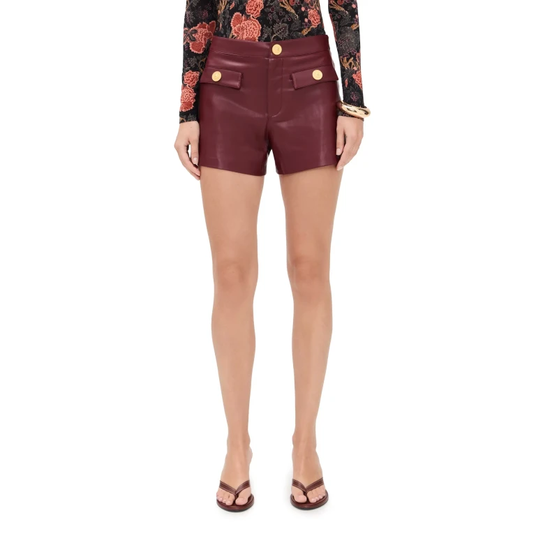 L'AGENCE Dionne Kunstleren Shorts Black Cherry