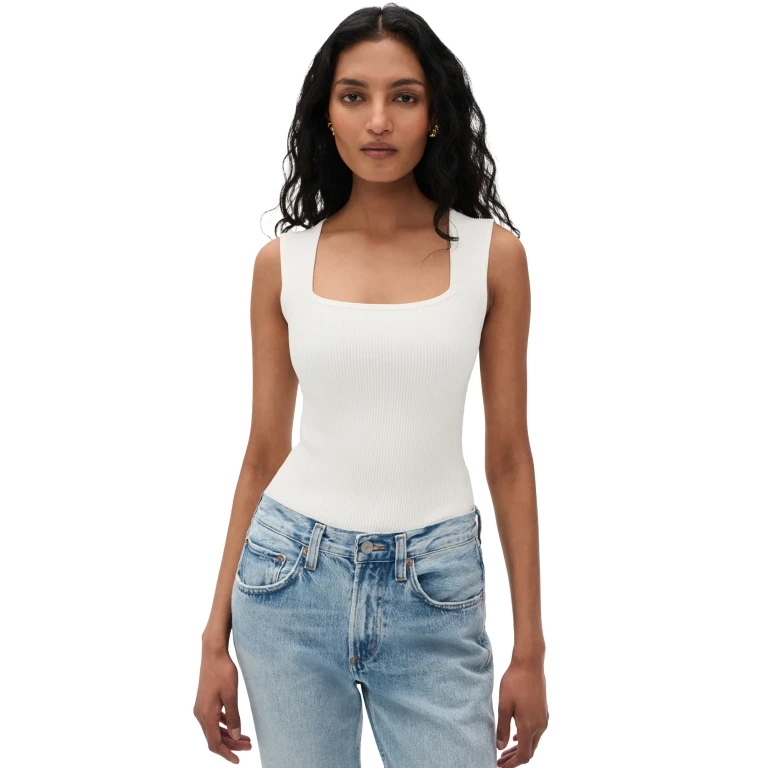 DL1961 Instasculpt Square Neck Top White S