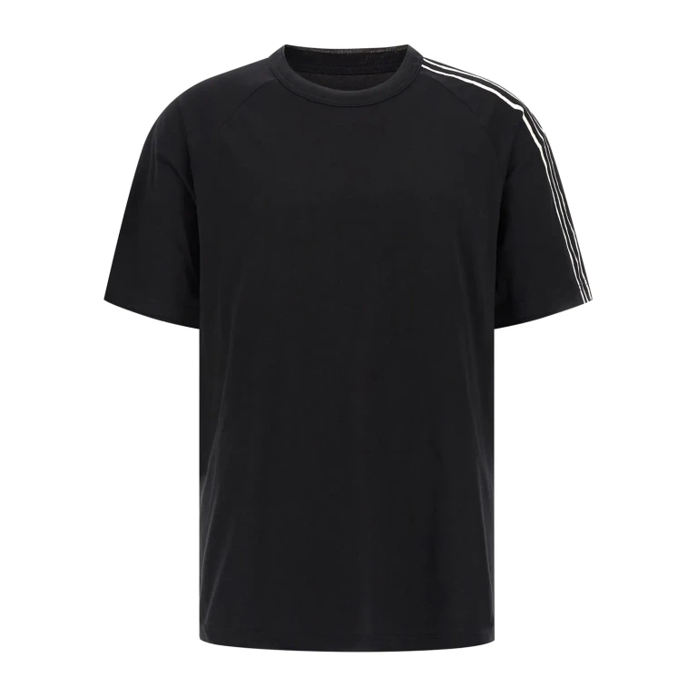 Short-sleeve T-shirt With Raw Edges And Iconic 3 Stripes