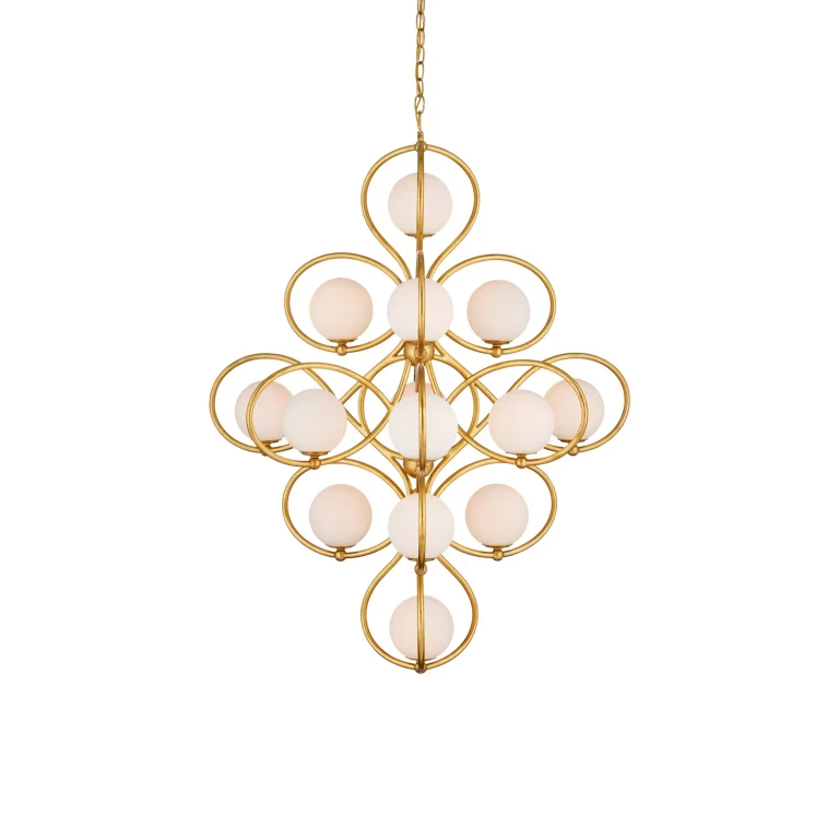 Contemporary Gold Leaf White Chandelier from the Storrs Collection