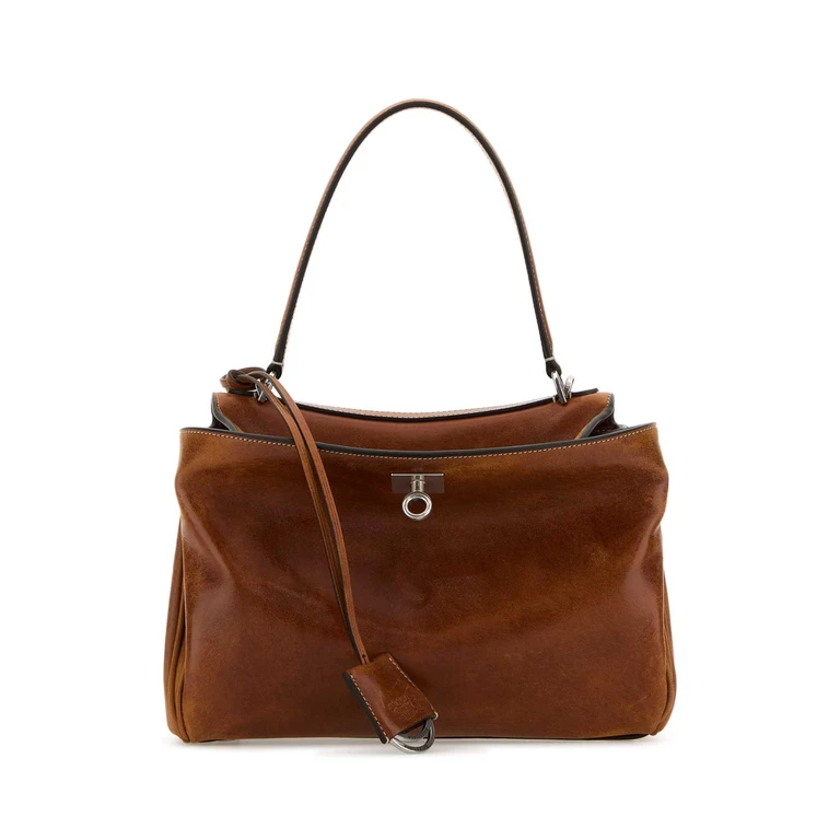 Balenciaga Brown Leather Small Rodeo Handbag Tan Cowboy Borse A Mano - Women