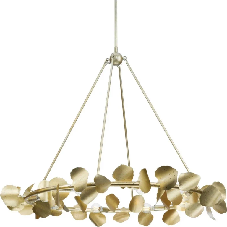 Gilded Silver Eight Light Chandelier from the Laurel Collection