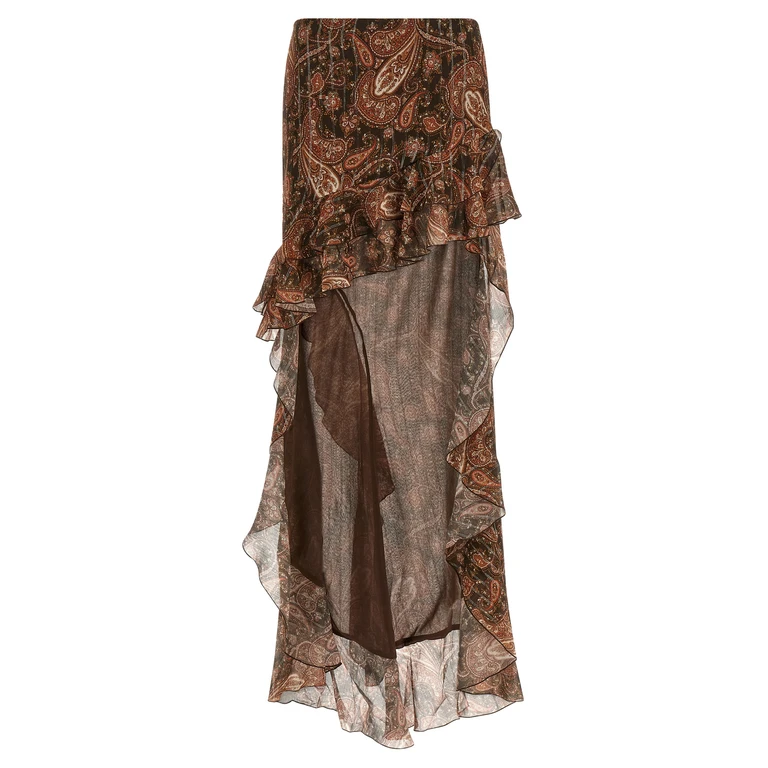 The Andamane Camelia Skirt Brown Viscose Silk Pm - Women