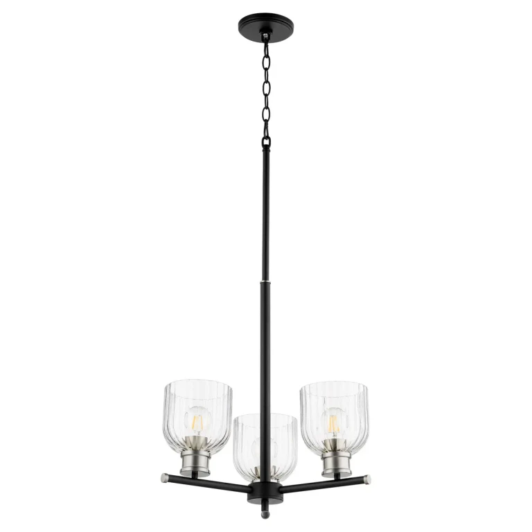 Monarch 3-Light Chandelier in Textured Black w with Satin Nickel