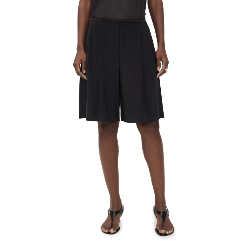 Norma Kamali Mens Pleat Bermuda Shorts Black XL