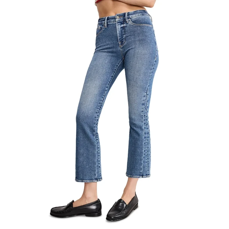Good American Good Legs Cropped Mini Bootcut Jeans in Indigo 917