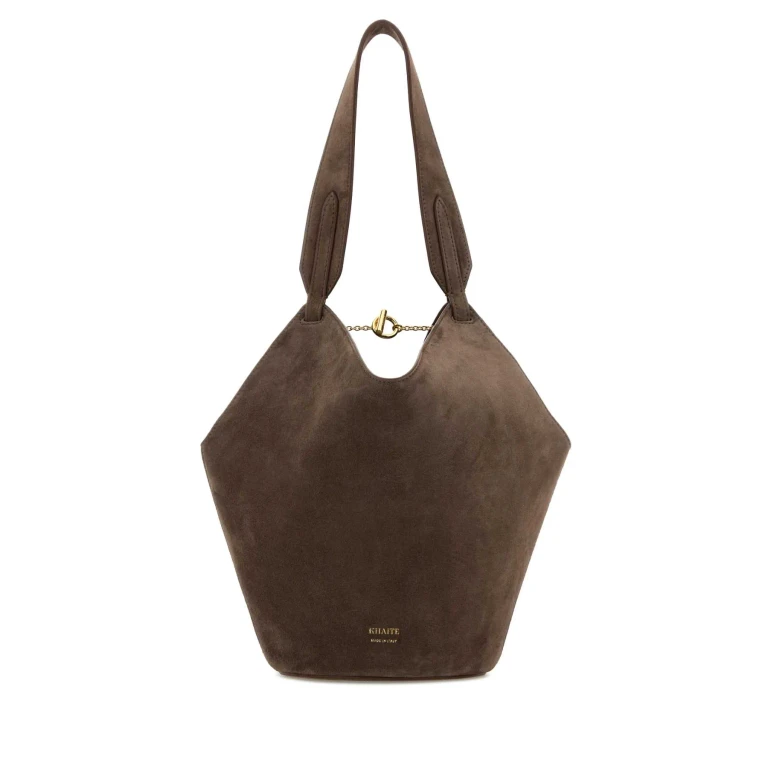 Khaite Mud Suede Mini Lotus Shoulder Bag