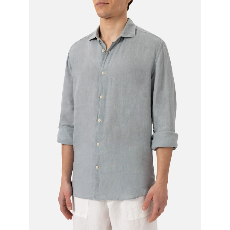 Mc2 Saint Barth Grey Linen Shirt Pamplona - Men