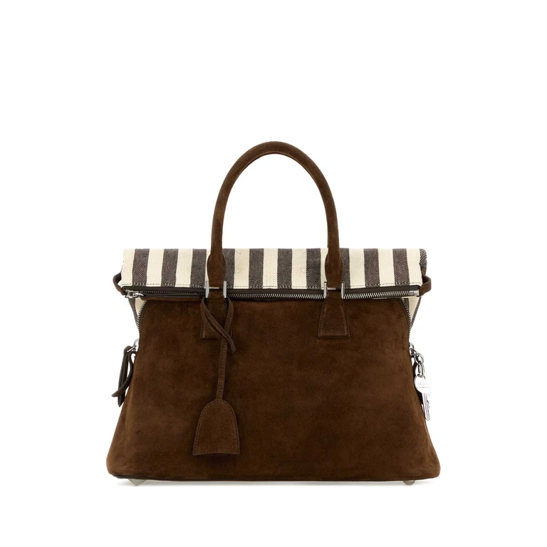 Brown Suede Medium 5ac Soft Handbag Rochesivorydarkbrown Borse A Mano - Women