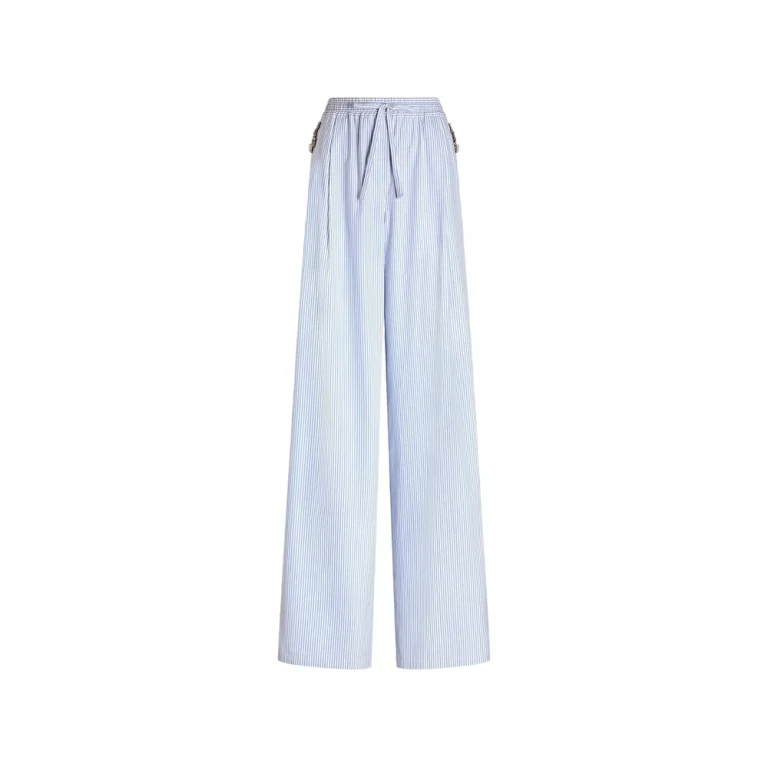 Striped poplin trousers