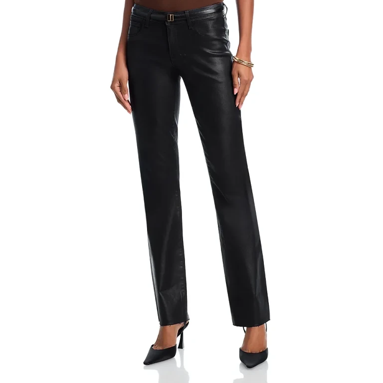 L'Agence Sneeki Low Rise Sneaker Straight Leg Jeans in Noir Coated