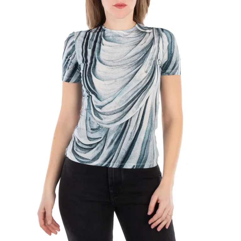 Rabanne Ladies Blue Drape T-Shirt