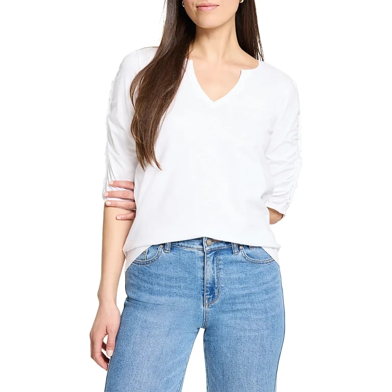 Ruched Elbow Sleeve Top