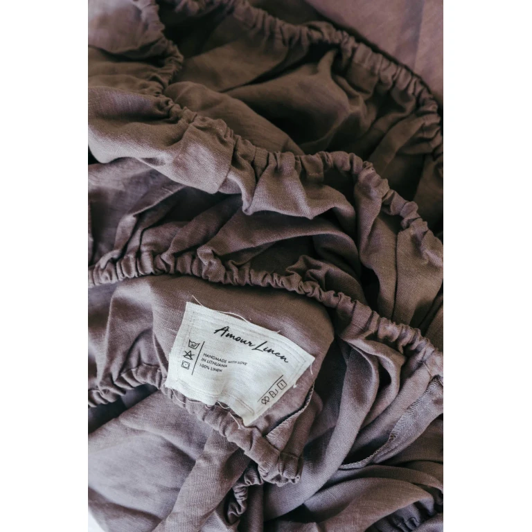Linen fitted sheet in Dusty Lavender
