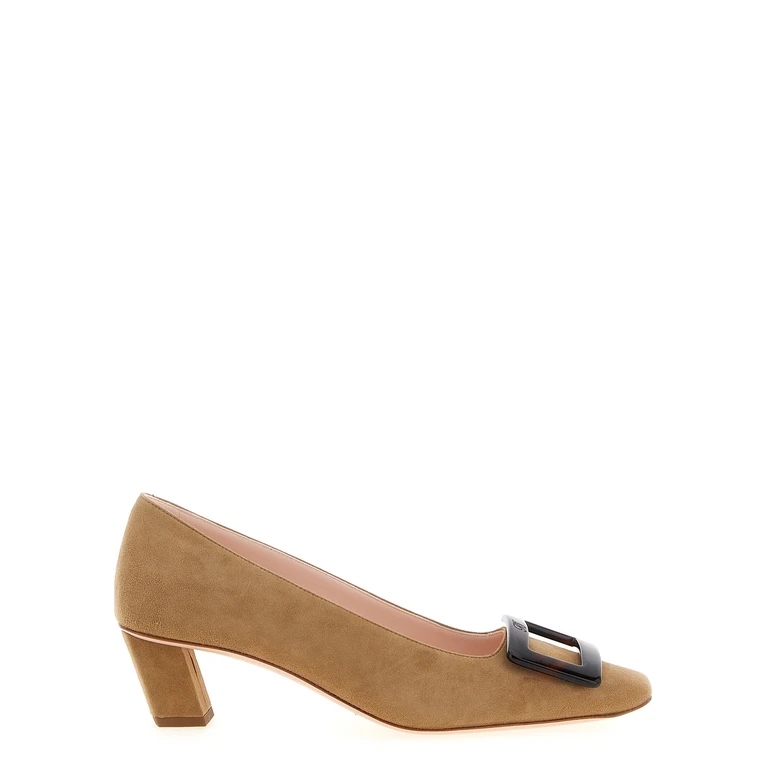Roger Vivier Beige Goatskin Mid Heel Pumps - Women
