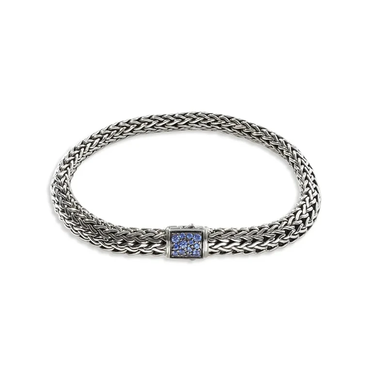 John Hardy Sterling Silver Classic Chain Black & Blue Sapphire Reversible Bracelet