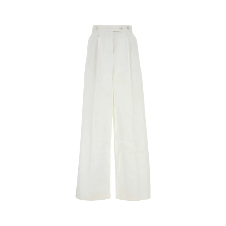 White Poplin Wide-Leg Pant Exterior: Cotton Pantaloni - Women