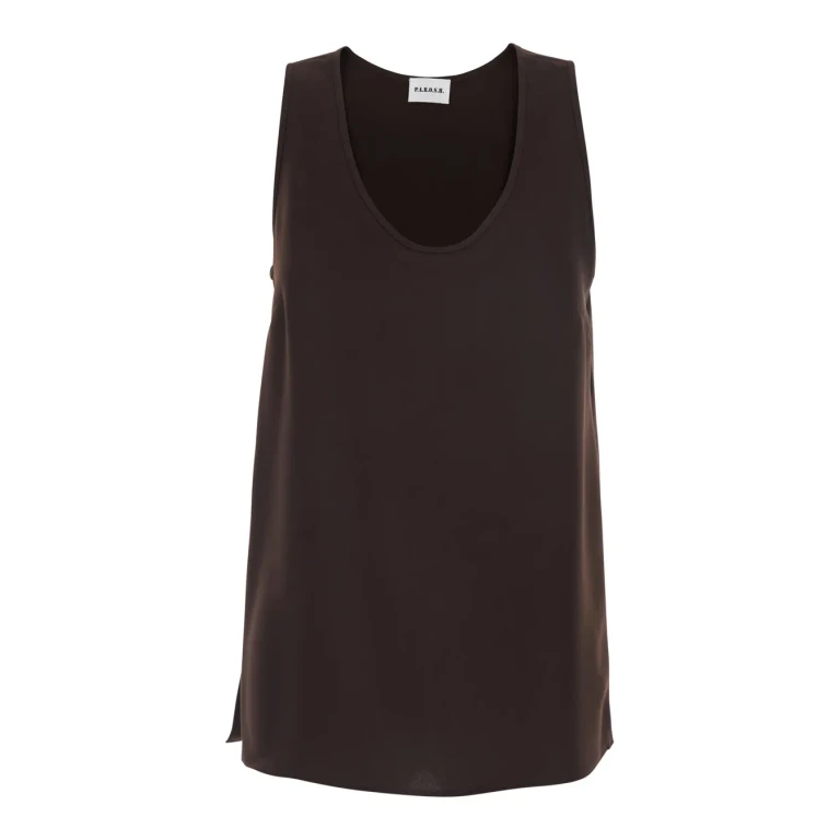 Parosh Sleeveless Top With Round Neck - Tech Fabric - Brown - Women