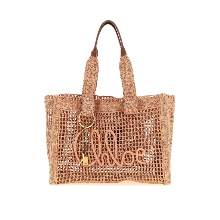 Bolsa tote Chloé EastWest Summer Banana em ráfia