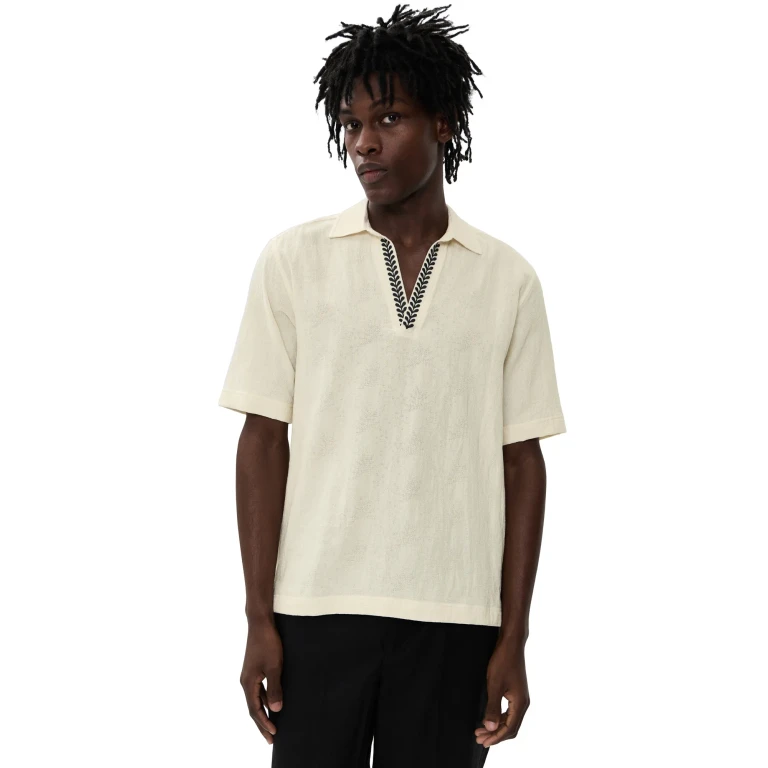 Orlebar Brown Ridley 短袖刺绣 Polo 衫 White Sand/Night Iris