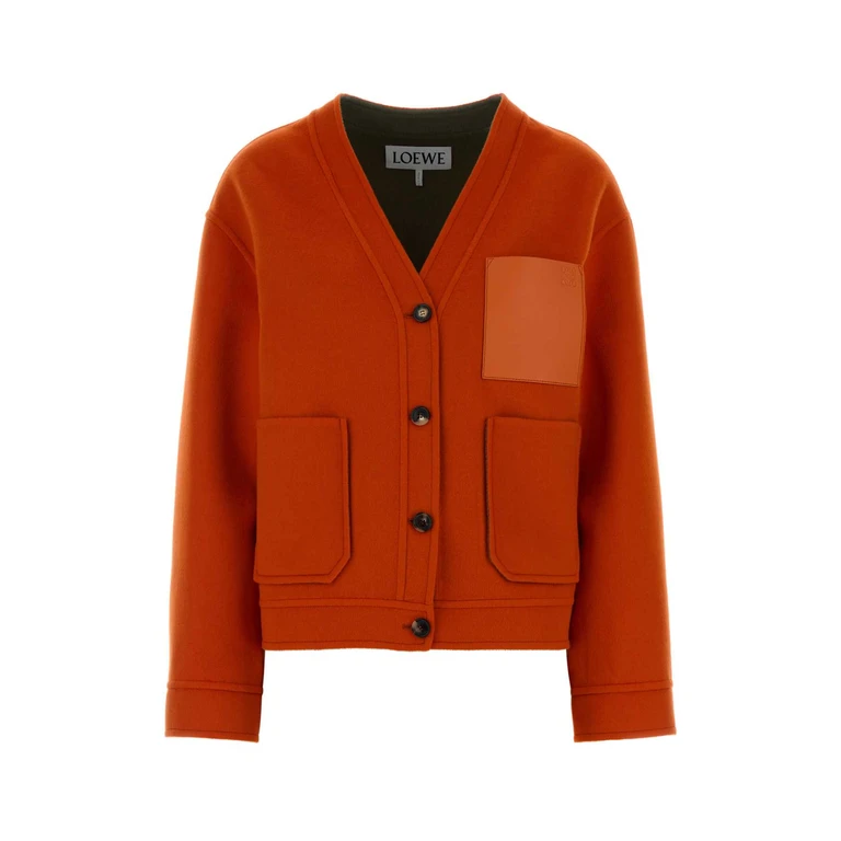 Loewe Orange Wool Blend Cardigan Khakiorange Exterior: Cashmere Maglieria - Women