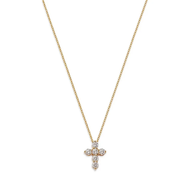 Diamond Cross Pendant Necklace in 14K Gold, 0.5 tcw