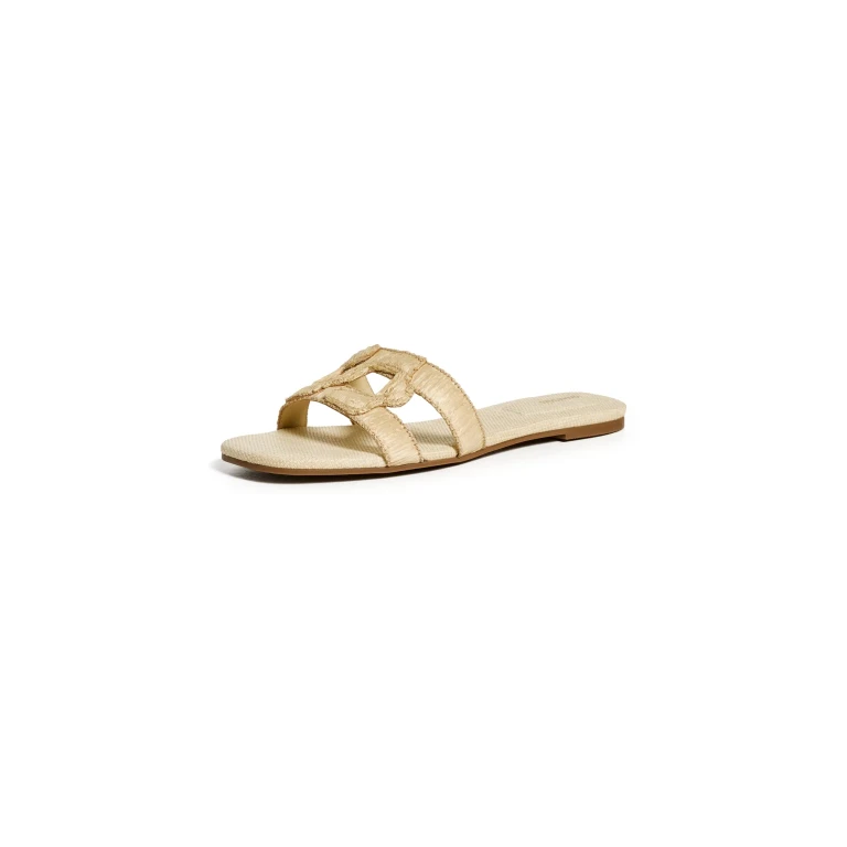 SIMKHAI Simkhai Monogram Raffia Flat Slides Natural 41