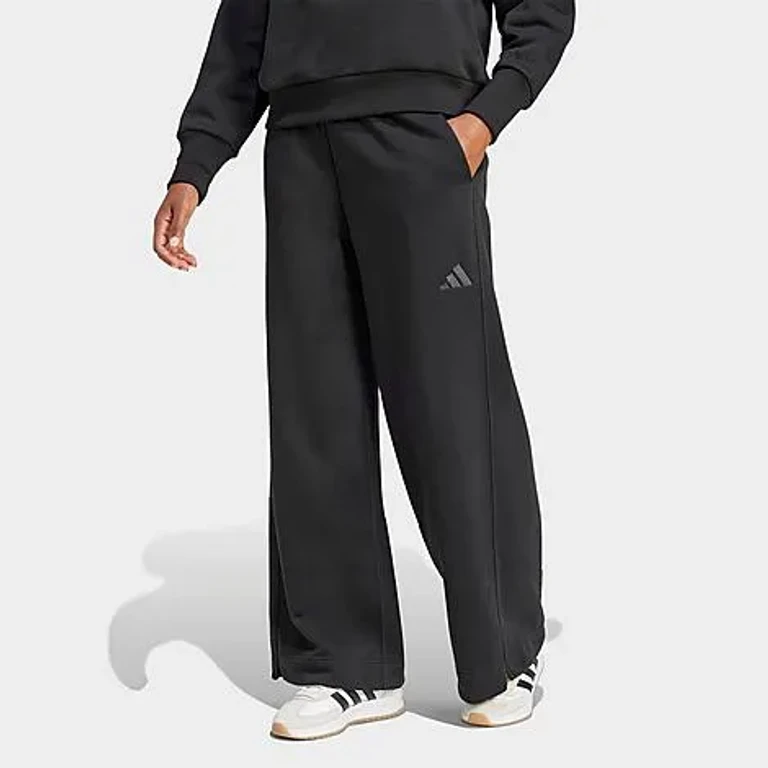 Women's All SZN Fleece Loose Wide-Leg Pants in Black Size: XS