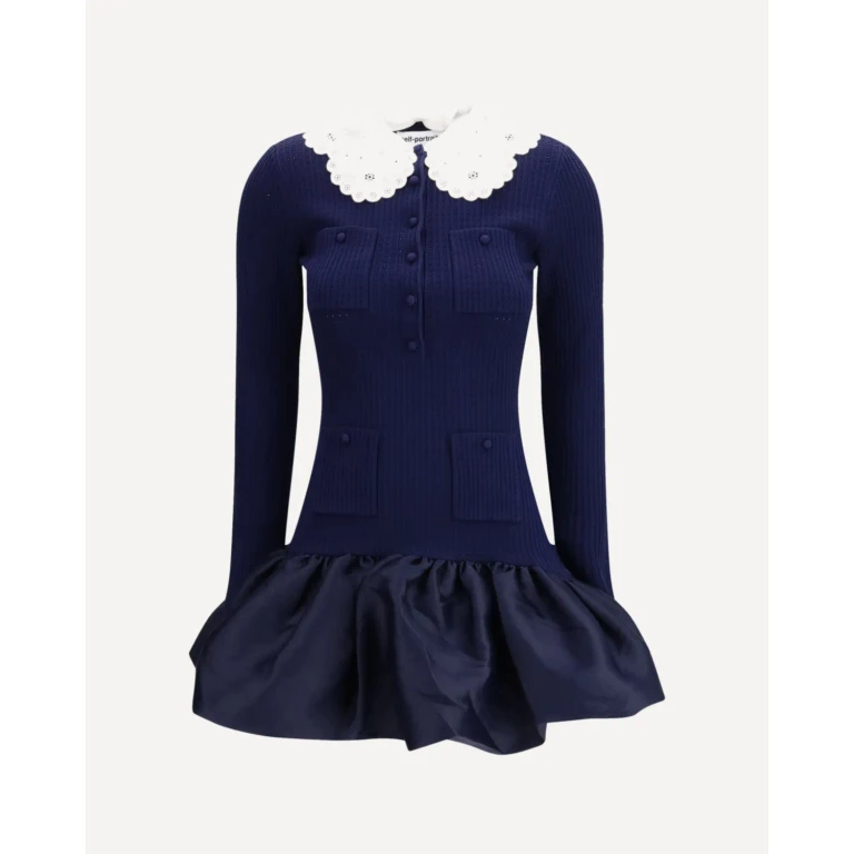 SELF-PORTRAIT Knit taffeta mini Dress Female S