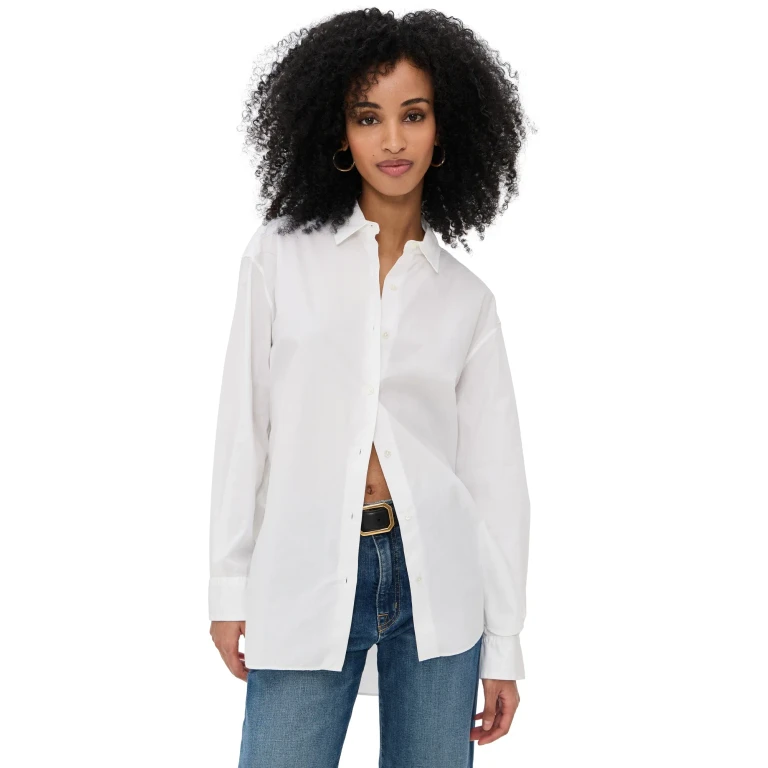 Nili Lotan Yorke Shirt Red And White Stripe M