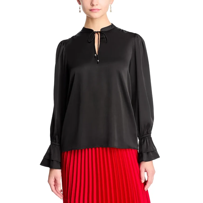 T Tahari Split Neck Blouse