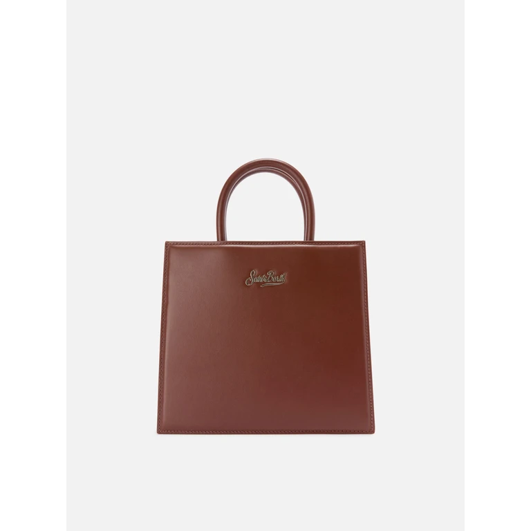 Mc2 Saint Barth Shop Bag Midi Handbag Brown Leather - Unisex