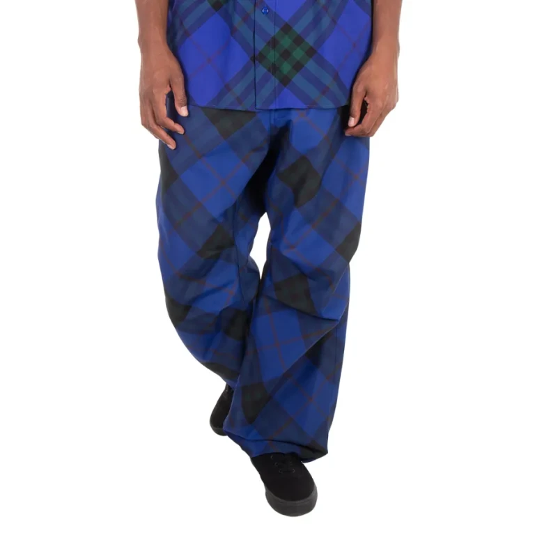 Burberry Straight Leg Checkered Twill Trousers