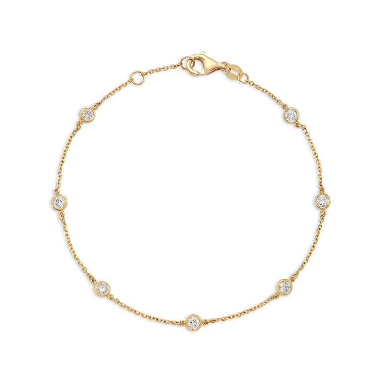 Diamond Bezel Station Bracelet in 14K Yellow Gold, 0.5 tcw