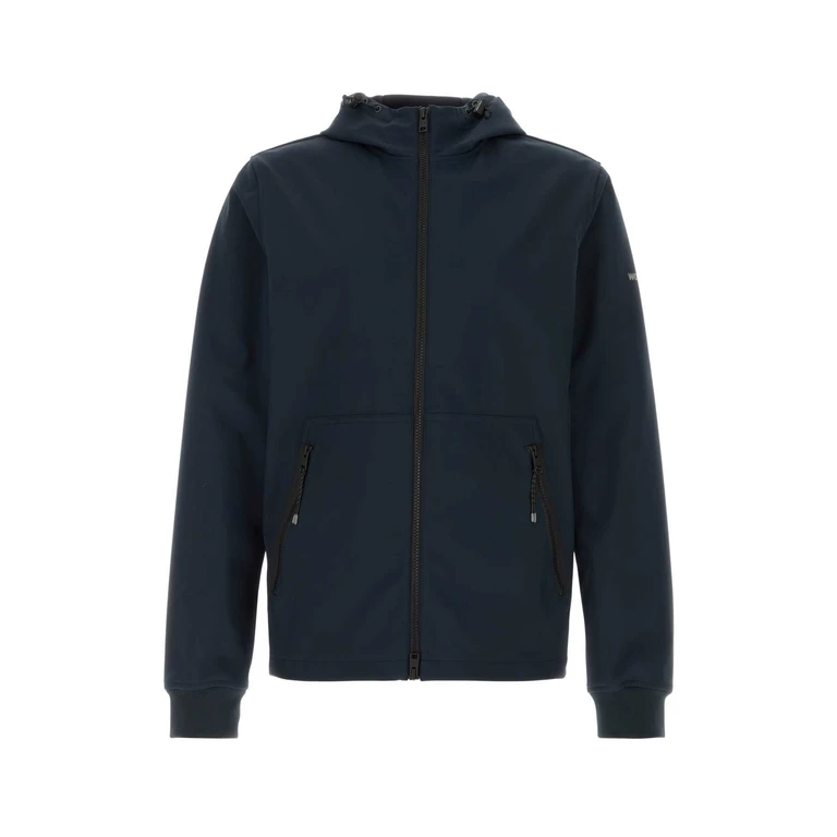Woolrich Navy Blue Stretch Polyester Jacket Meltonblue Giubbini - Men