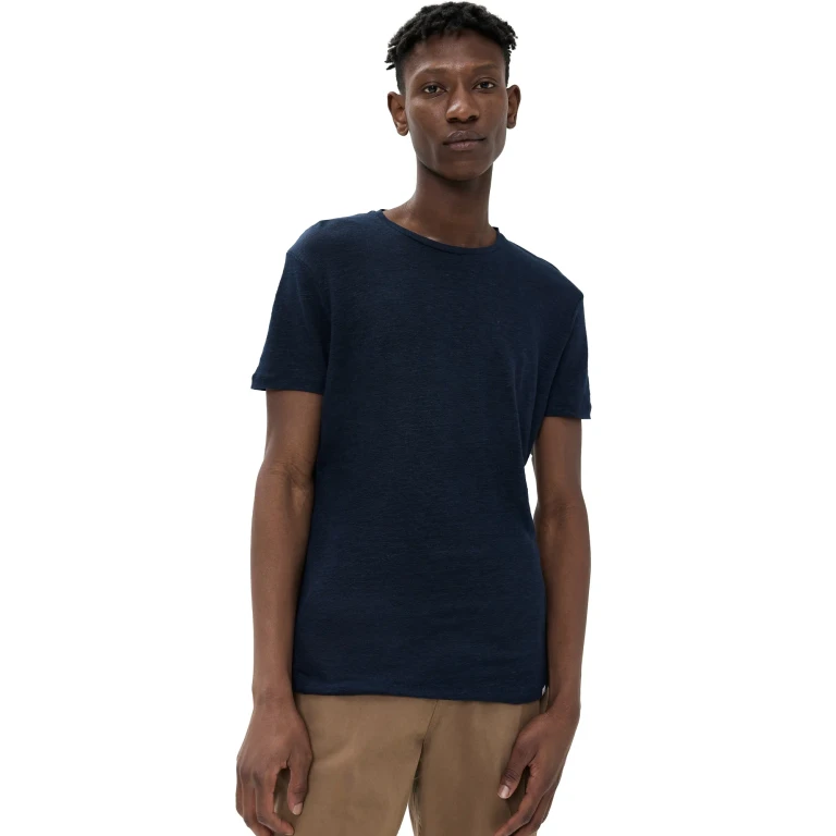 올레바 브라운 린넨 티셔츠 네이비 L