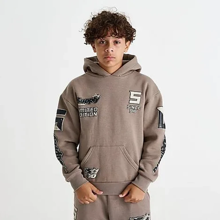 Supply & Demand Big Kids Graham Pullover Hoodie in Mocha Brown Size: Small