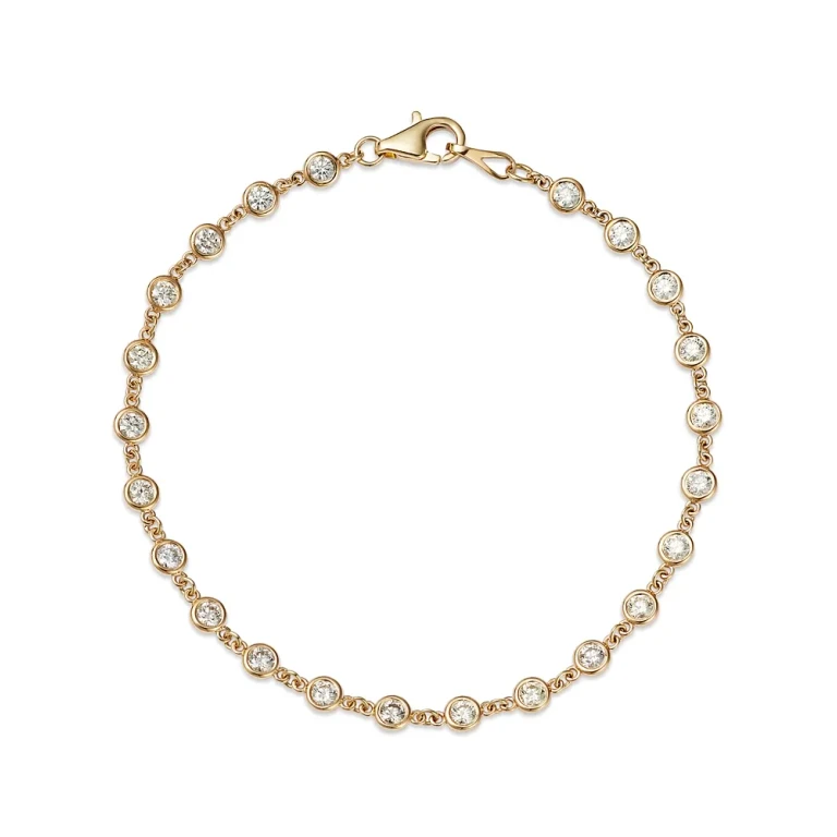 Diamond Station Tennis Bracelet in 14K Yellow Gold, 1.60 tcw