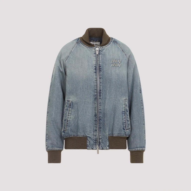 Miu Miu Blouson Jacket Blue Cotton - Women