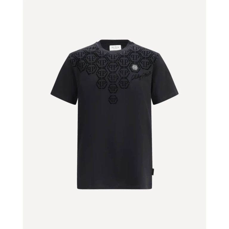 PHILIPP PLEIN Camiseta de algodón de cuello redondo con monograma degradado