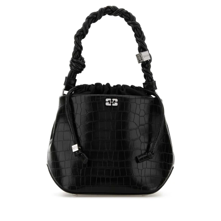 Ganni Black Leather Synthetic Leather Handbag