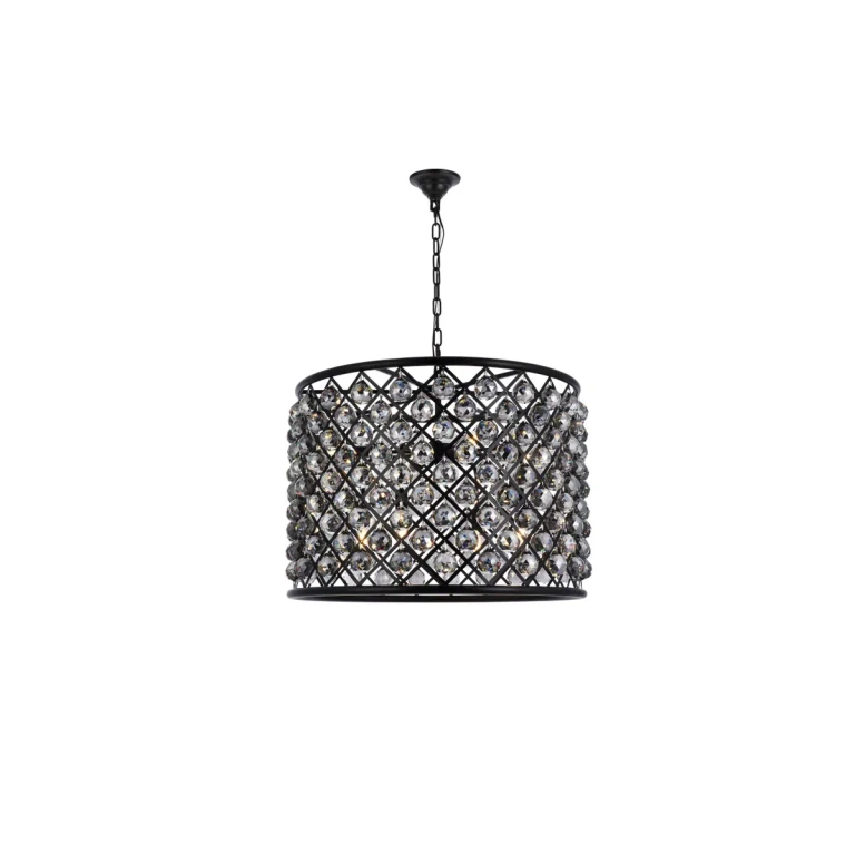 Matte Black Eight Light Chandelier from the Madison Collection