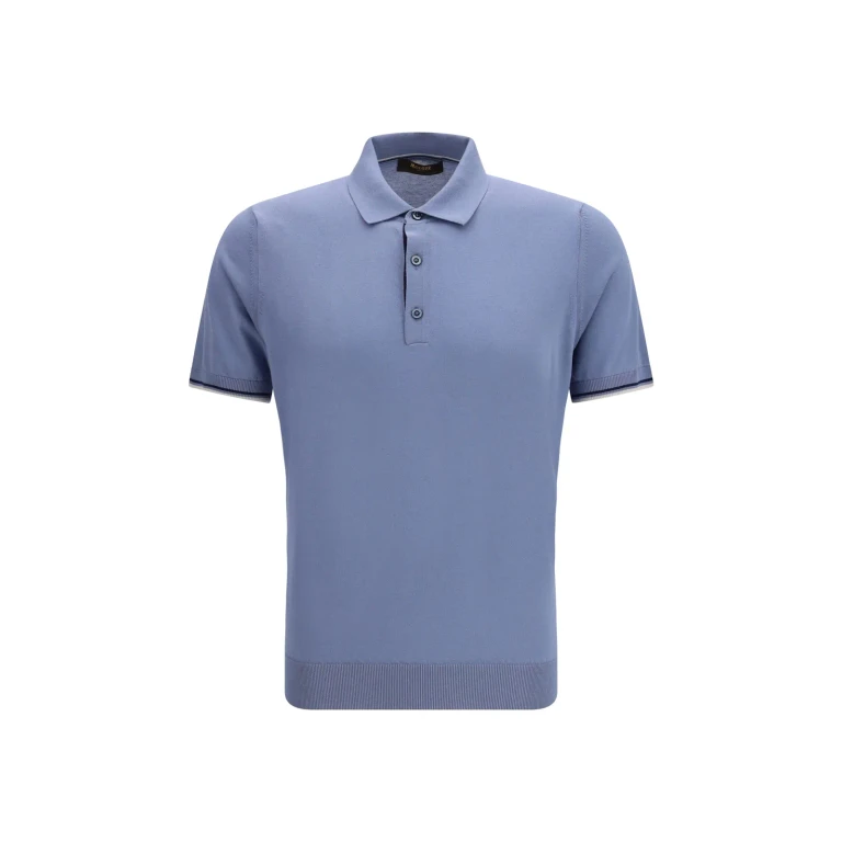 Pure Cotton Knitted Polo Shirt with Ribbed Trims (MOUMA100075V0488)