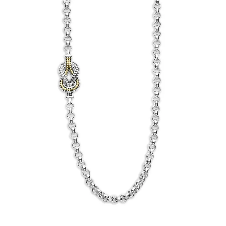 Lagos 18K Yellow Gold & Sterling Silver Newport Knot Station Necklace, 34