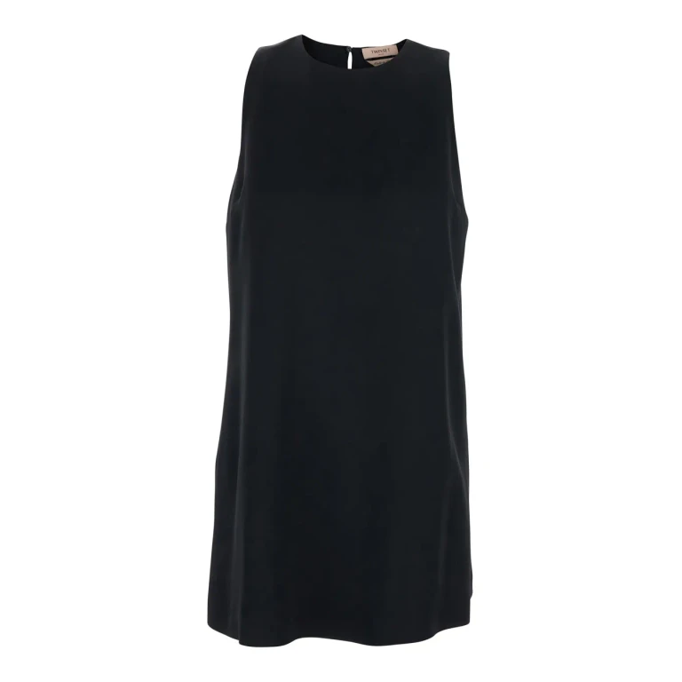 TwinSet Sleeveless Dress With Drop Closure On The Back In Black Fabric For Women